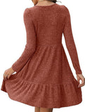 Vintage Striped Crew Neck Knit Sweater Dress