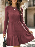 Vintage Striped Crew Neck Knit Sweater Dress