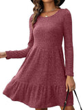 Vintage Striped Crew Neck Knit Sweater Dress