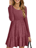 Vintage Striped Crew Neck Knit Sweater Dress