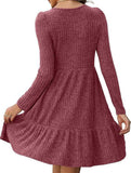 Vintage Striped Crew Neck Knit Sweater Dress