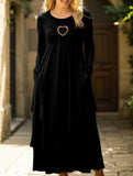 Solid color waist heart casual dress