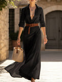 Solid color irregular pleated dress