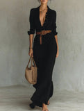 Solid color irregular pleated dress