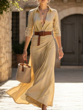 Solid color irregular pleated dress