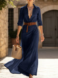 Solid color irregular pleated dress