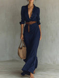 Solid color irregular pleated dress