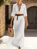 Solid color irregular pleated dress