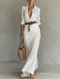 Solid color irregular pleated dress
