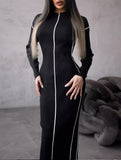 Slim-fit knitted dress with waist