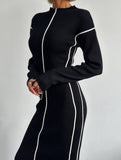 Slim-fit knitted dress with waist