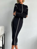 Slim-fit knitted dress with waist
