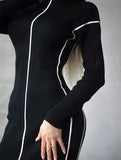 Slim-fit knitted dress with waist