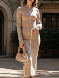 Slim-fit knitted dress with waist