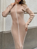 Slim-fit knitted dress with waist