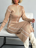 Slim-fit knitted dress with waist