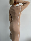 Slim-fit knitted dress with waist