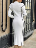 Slim-fit knitted dress with waist