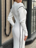 Slim-fit knitted dress with waist