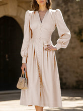 Retro V-neck waist dress