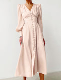 Retro V-neck waist dress