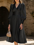 Retro V-neck waist dress