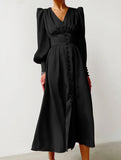 Retro V-neck waist dress