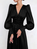 Retro V-neck waist dress