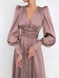 Retro V-neck waist dress