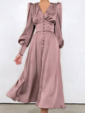 Retro V-neck waist dress