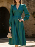 Retro V-neck waist dress