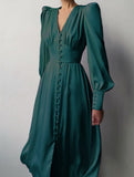 Retro V-neck waist dress