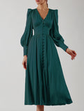 Retro V-neck waist dress