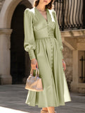 Retro V-neck waist dress