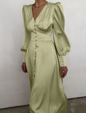 Retro V-neck waist dress