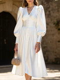 Retro V-neck waist dress