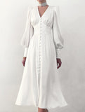 Retro V-neck waist dress
