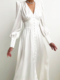Retro V-neck waist dress