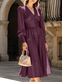Retro V-neck waist dress