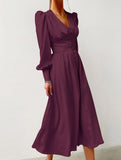 Retro V-neck waist dress