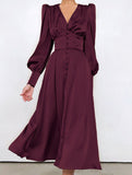 Retro V-neck waist dress