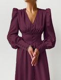 Retro V-neck waist dress