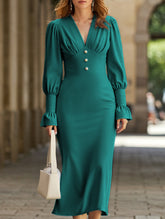 Casual V-neck slim A-line skirt