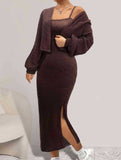 Fashionable knitted cable-knitted dress