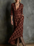 Double-sided printed casual plaid dress