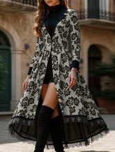 Retro plus-size lace patchwork coat