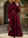 Slim-fitting turtleneck dress and cardigan set