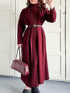 Slim-fitting turtleneck dress and cardigan set