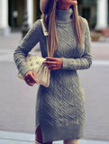Warm high-neck slim-fit long dress