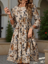 Fashionable round neck printed dress